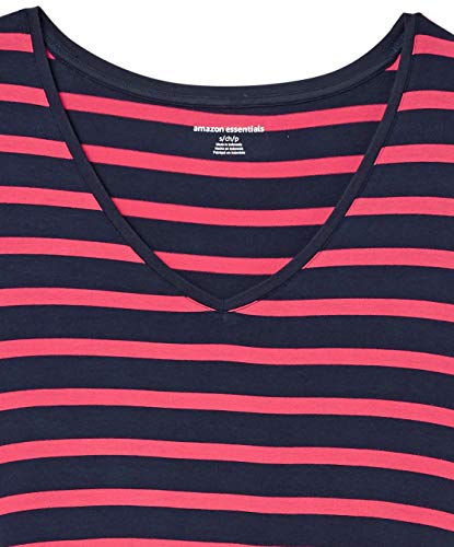 Amazon Essentials Short-Sleeve V-Neck Swing Dress, Franja Francesa roja, L