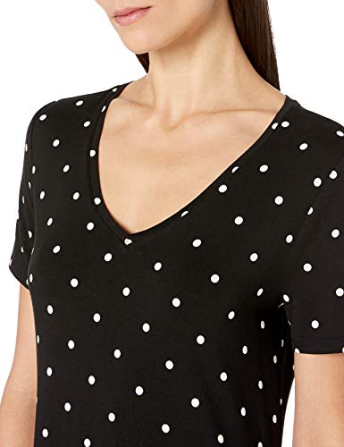 Amazon Essentials Short-Sleeve V-Neck Swing Dress, Punto Negro, L