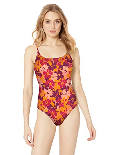 Amazon Essentials Swimsuit Fashion-One-Piece-Swimsuits, Anaranjado Floral, US S (EU S - M)