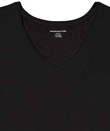 Amazon Essentials Vestido Columpio de Manga Corta con Cuello en V dresses, Negro, US L (EU L - XL)
