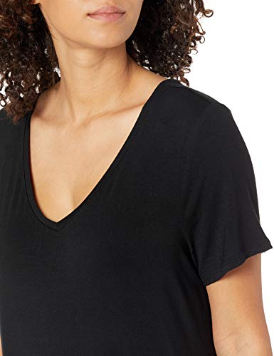 Amazon Essentials Vestido Columpio de Manga Corta con Cuello en V dresses, Negro, US L (EU L - XL)
