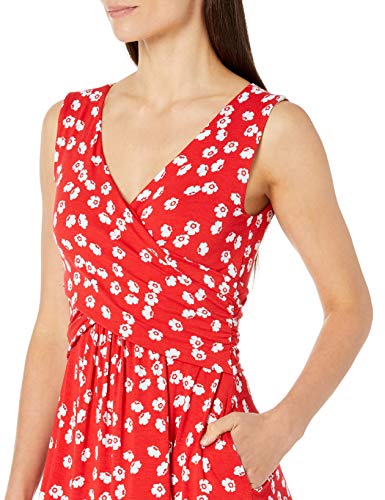 Amazon Essentials Vestido Cruzado sin Mangas Dresses, Amapola roja, US L (EU L - XL)