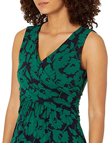 Amazon Essentials Vestido Cruzado sin Mangas Dresses, Verde Navy Abstract Floral, L
