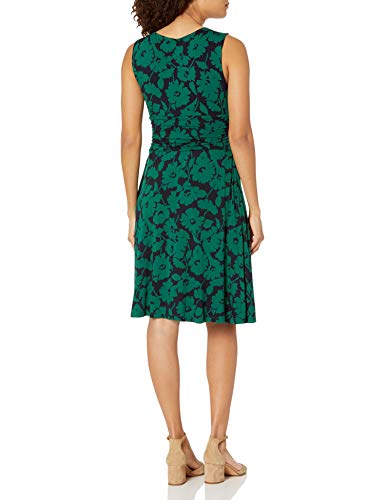 Amazon Essentials Vestido Cruzado sin Mangas Dresses, Verde Navy Abstract Floral, L
