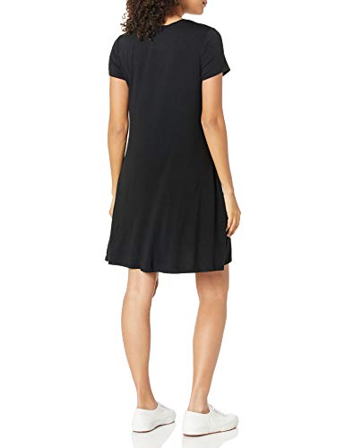 Amazon Essentials - Vestido de manga corta holgado con cuello redondo para mujer, Negro, US XXL (EU 3XL - 4XL)