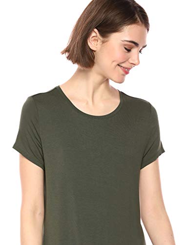 Amazon Essentials - Vestido de manga corta holgado con cuello redondo para mujer, Oliva oscuro, US XS (EU XS - S)