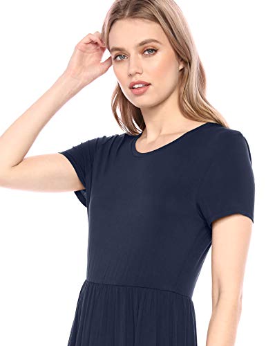 Amazon Essentials – Vestido largo de manga corta con cintura ceñida para mujer, Marino, US M (EU M - L)