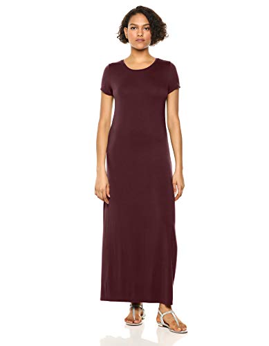 Amazon Essentials - Vestido largo de manga corta para mujer, Burgundy, US M (EU M)