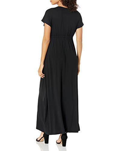 Amazon Essentials - Vestido maxi de sobrepelliz para mujer, Negro, US S (EU S - M)
