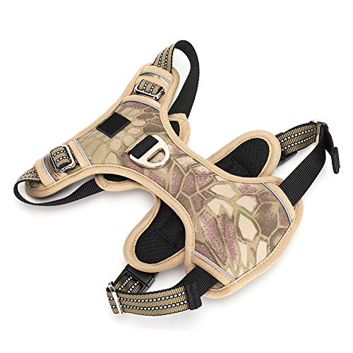 AMONIDA Arnés Deportivo para Perros, arnés para Perros pequeños, Chaleco Impermeable de Tela Oxford a Prueba de(Camouflage Yellow, M)