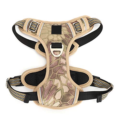 AMONIDA Arnés Deportivo para Perros, arnés para Perros pequeños, Chaleco Impermeable de Tela Oxford a Prueba de(Camouflage Yellow, M)