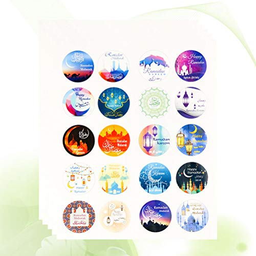 Amosfun 5 UNIDS Pegatina Papel de Regalo Mubarak Pegatinas Decorativas Islámica Musulmana Eydal Fit Suministros Decorativos