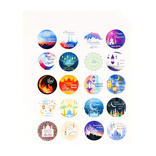 Amosfun 5 UNIDS Pegatina Papel de Regalo Mubarak Pegatinas Decorativas Islámica Musulmana Eydal Fit Suministros Decorativos