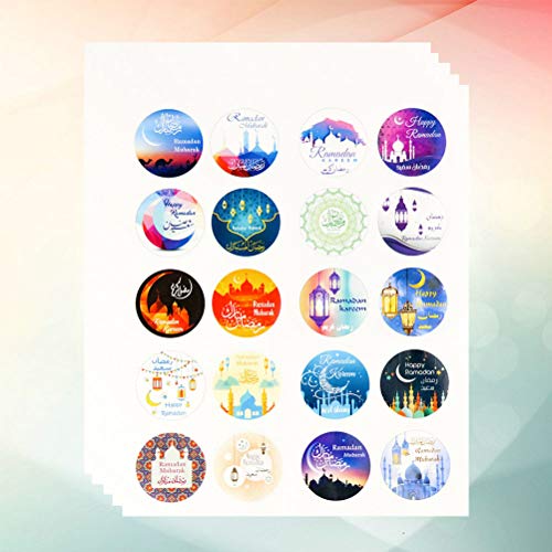 Amosfun 5 UNIDS Pegatina Papel de Regalo Mubarak Pegatinas Decorativas Islámica Musulmana Eydal Fit Suministros Decorativos