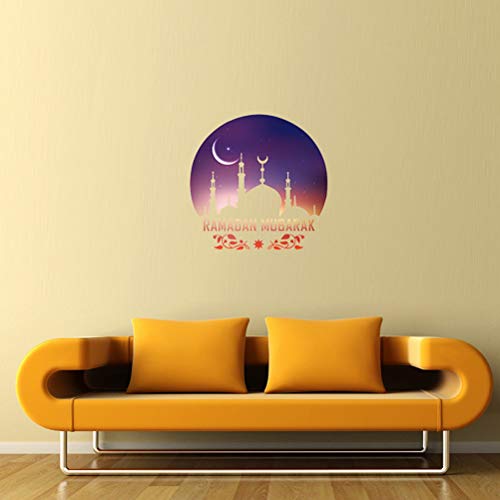 Amosfun Etiqueta Musulmana Etiqueta Islámica Ramadán Tatuajes de Pared de PVC Extraíble Castillo Decoraciones de la Pared