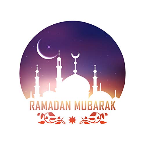 Amosfun Etiqueta Musulmana Etiqueta Islámica Ramadán Tatuajes de Pared de PVC Extraíble Castillo Decoraciones de la Pared