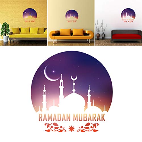 Amosfun Etiqueta Musulmana Etiqueta Islámica Ramadán Tatuajes de Pared de PVC Extraíble Castillo Decoraciones de la Pared
