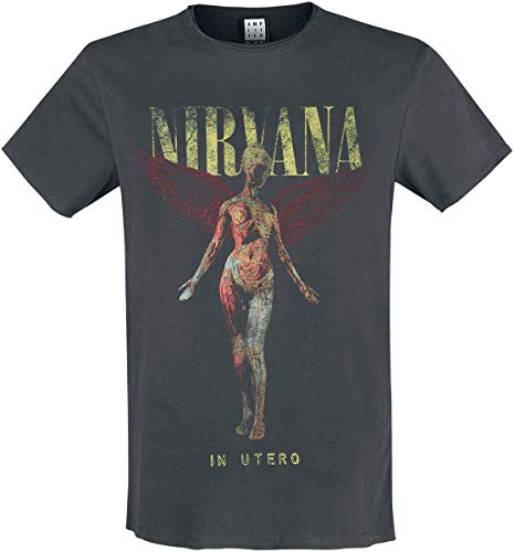 Amplified Nirvana-In Utero Colour Camiseta, Gris (Charcoal CC), L para Hombre