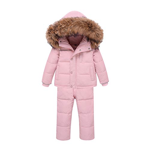 amropi Traje de Nieve Niña Niño Chaqueta con Capucha + Pantalones 2 Piezas Invierno Conjunto de Esquí Rosa,2-3 años