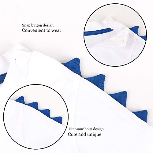 AMZTM Dinosaurio Camiseta de Cumpleaños - 1er Cumpleaños Suministros para la Fiesta Camisetas de Manga Corta para Bebé Niños Estampada Bordado con Cuello Redondo de 100% Algodón Camiseta (Blanca, 80)