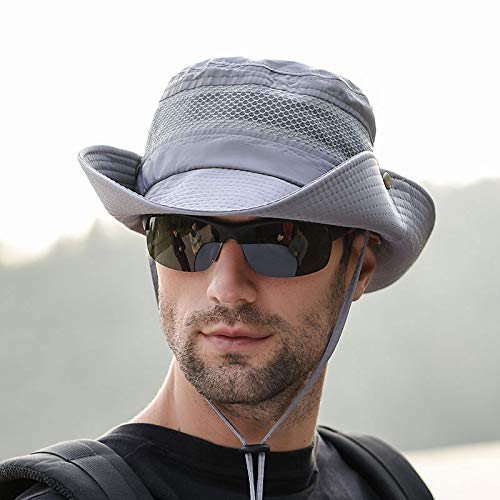 anaoo Sombrero Hombre Gorra de Verano Sombrero Pesca del Sol Gorra al Aire Libre Sombrero Playa Hombre Plegable De ala Ancha Protección UV, Color Gris