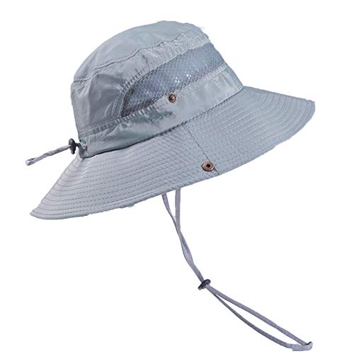 anaoo Sombrero Hombre Gorra de Verano Sombrero Pesca del Sol Gorra al Aire Libre Sombrero Playa Hombre Plegable De ala Ancha Protección UV, Color Gris