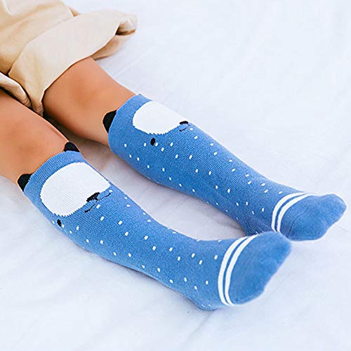 ANBET 4 paquetes de medias hasta la rodilla para bebés, calcetines hasta la rodilla Cartoon antideslizantes para niños pequeños para bebés y niños pequeños (0~2 años)
