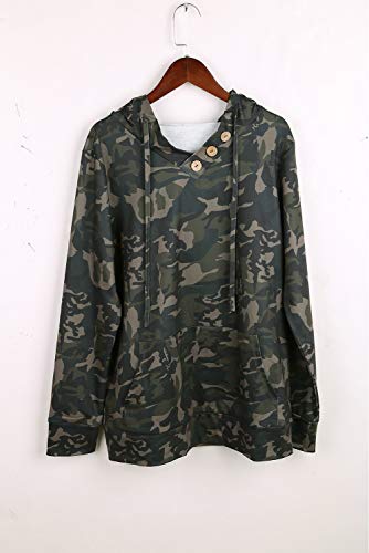 Ancapelion Sudadera con capucha para mujer, moderna, informal, deportiva, de manga larga, para otoño verde camuflaje. L