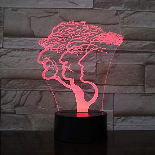 Ancianos Decoración Pintura Árbol 3D LED Luz USB Noche Luz Con 7 Cambios De Color 3D Ilusión Regalo Vacacional