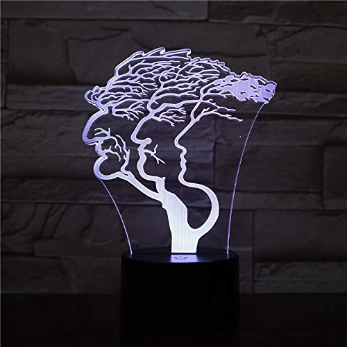 Ancianos Decoración Pintura Árbol 3D LED Luz USB Noche Luz Con 7 Cambios De Color 3D Ilusión Regalo Vacacional