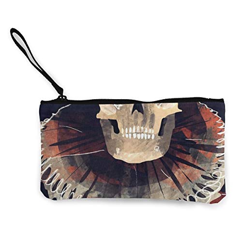 Ancient Skull Queen Monedero de lona para mujer, bolsa de maquillaje, bolsa con cierre, cartera para mujer, 4.5 pulgadas x 8.5 pulgadas