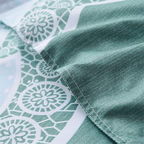 Ancoree Simple Floral Juegos de Fundas para Edredón, Flor Sets de Ropa de Cama con Cierre de Cremallera, 3 Piezas, 1 Funda de Edredón, 2 Fundas de Almohada (Green,King-240x220)