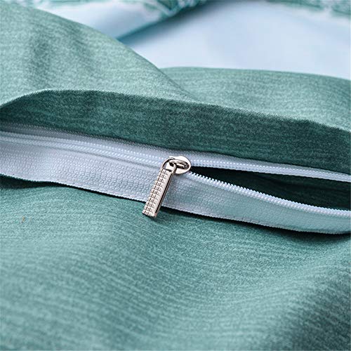Ancoree Simple Floral Juegos de Fundas para Edredón, Flor Sets de Ropa de Cama con Cierre de Cremallera, 3 Piezas, 1 Funda de Edredón, 2 Fundas de Almohada (Green,King-240x220)