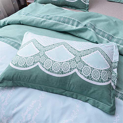 Ancoree Simple Floral Juegos de Fundas para Edredón, Flor Sets de Ropa de Cama con Cierre de Cremallera, 3 Piezas, 1 Funda de Edredón, 2 Fundas de Almohada (Green,King-240x220)