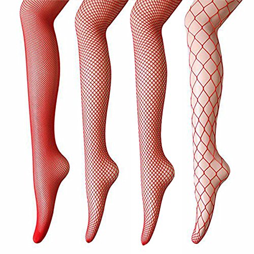 ANDIBEIQI 4 Pares Medias de Rejilla de Red Calcetines de Rejilla para Mujer Fishnet Tights Talla única