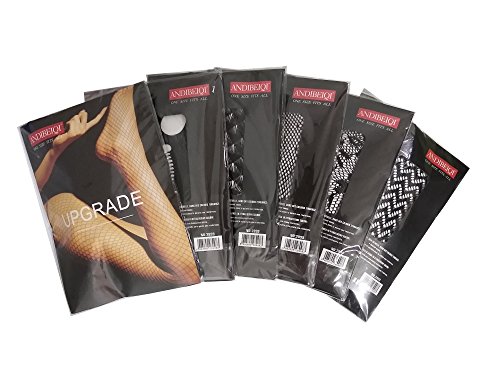 ANDIBEIQI Mujer Pantimedias Semi Medias, 6 pieza Negras Dibujos Florales Rayas Corazones Costura Pantimedias Semi Opacas Rejillas negro