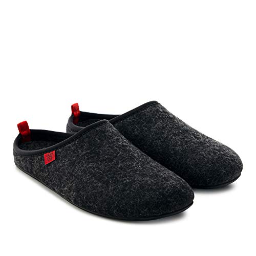 Andres Machado - Zapatillas de Estar por casa para Hombre y Mujer de Invierno - Dynamic- Slippers - para Unisex Adulto - Suela de Goma Vulcanizada Resistente y Antideslizante. Negro EU 44