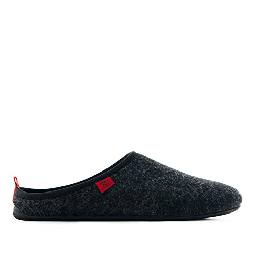 Andres Machado - Zapatillas de Estar por casa para Hombre y Mujer de Invierno - Dynamic- Slippers - para Unisex Adulto - Suela de Goma Vulcanizada Resistente y Antideslizante. Negro EU 44