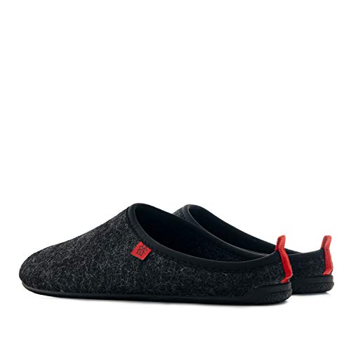 Andres Machado - Zapatillas de Estar por casa para Hombre y Mujer de Invierno - Dynamic- Slippers - para Unisex Adulto - Suela de Goma Vulcanizada Resistente y Antideslizante. Negro EU 44