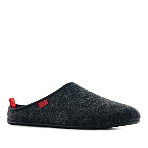 Andres Machado - Zapatillas de Estar por casa para Hombre y Mujer de Invierno - Dynamic- Slippers - para Unisex Adulto - Suela de Goma Vulcanizada Resistente y Antideslizante. Negro EU 44