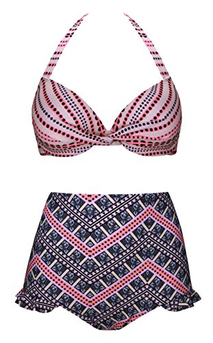 Angerella Mujer Retro Polka Punto Cintura Alta Traje de baño Bikini