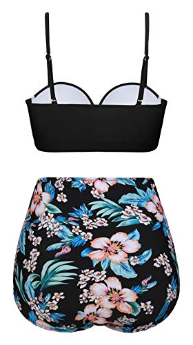 Angerella Mujer Retro Vintage con Alambre Talle Alto Trajes de Baño Bikini,Medium