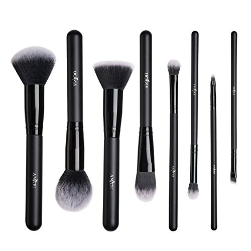 Anjou Brochas Maquillaje Profesional 8 Piezas, Set Brochas de Maquillaje 100% Libre de Crueldad y Vegano con Cerdas Sintéticas Suaves de Alta Calidad Bolso Cosmético Impermeable - Negro