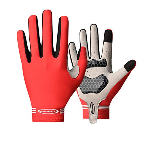 Anmeilu Guantes Bicicleta Montaña Ciclismo MTB Hombre y Mujer Verano Carrera de Resistencia btt Rojo l