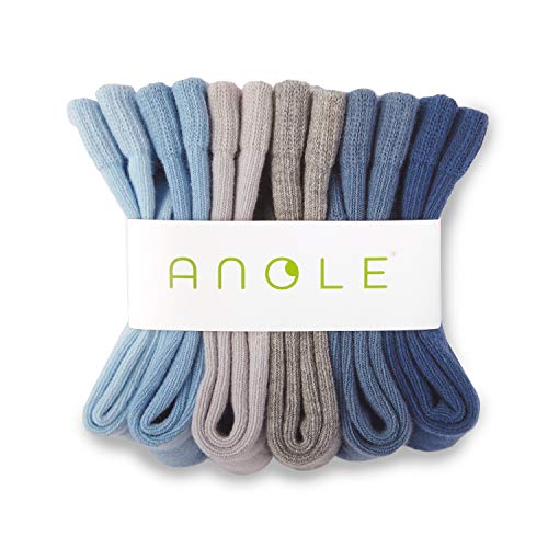 Anole Calcetines para Recién Nacido y Bebé - 6 Pares - Alto de Rodilla de Algodón para Niños y Niñas (Niños, 6-12 Meses)
