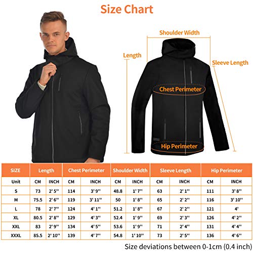 Anoopsyche Chaqueta Calefactable para Hombre y Mujer, Chamarra recargable USB con 8 elementos calefactores, Abrigo calefactora con ajuste de temperatura de 3 niveles, Apto para deportes al aire libre
