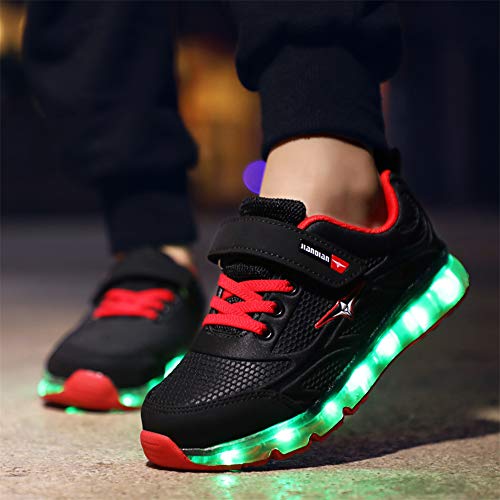 Ansel-UK LED Zapatos Verano Ligero Transpirable Bajo 7 Colores USB Carga Luminosas Flash Deporte de Zapatillas con Luces Los Mejores Regalos para Niñas Niños Cumpleaños Navidad Reyes Mango
