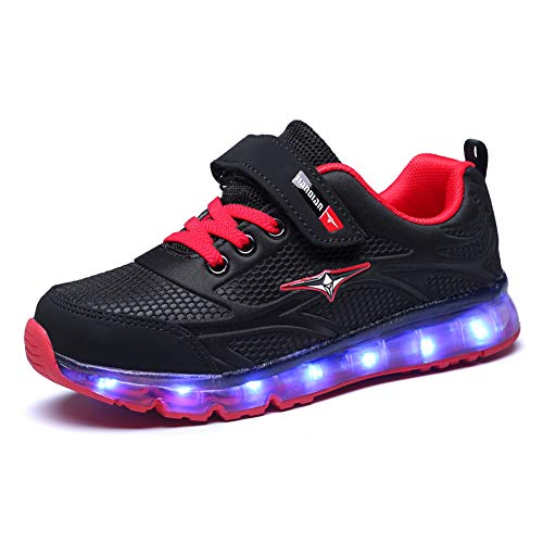 Ansel-UK LED Zapatos Verano Ligero Transpirable Bajo 7 Colores USB Carga Luminosas Flash Deporte de Zapatillas con Luces Los Mejores Regalos para Niñas Niños Cumpleaños Navidad Reyes Mango 