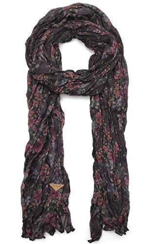 ANTHER Pañuelo Foulard Reversible para Mujer Cálido y Suave, 2 diseños en 1, Material: 100% Polyester (34x168 cm) (Granate)