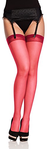 Antie Medias Autoadhesivas Sin el Cinturón Lencería Sexy Mujer O 4006 20 DEN (Rojo, XL (Tamaño del fabricante: 5))